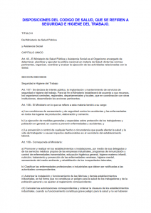 Lee más sobre el artículo Disposiciones del código de salud, que se refieren a seguridad e higiene del trabajo.