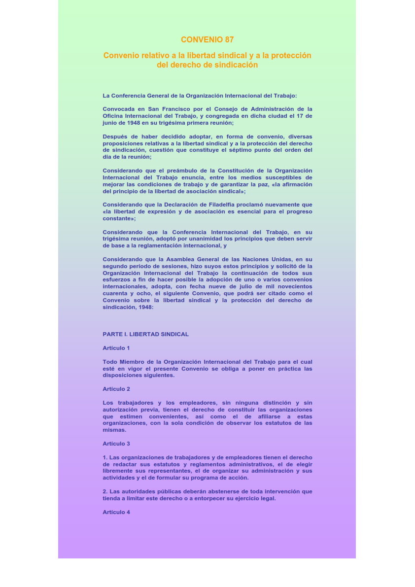 Lee más sobre el artículo Convenios 87 y 98 de la OIT