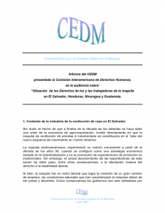 Lee más sobre el artículo CEDM presentó informe derechos de trabajadoras maquila en el salvador