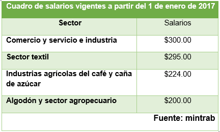 En este momento estás viendo Salarios mínimos vigentes a partir del 1 de enero de 2017